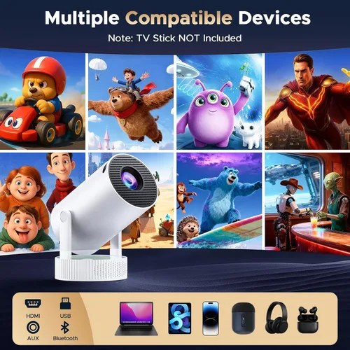 Vista 8 de Mini proyector con WiFi y Bluetooth, proyector portátil con batería incorporada, 4K compatible con Android 11.0 Proyector inteligente