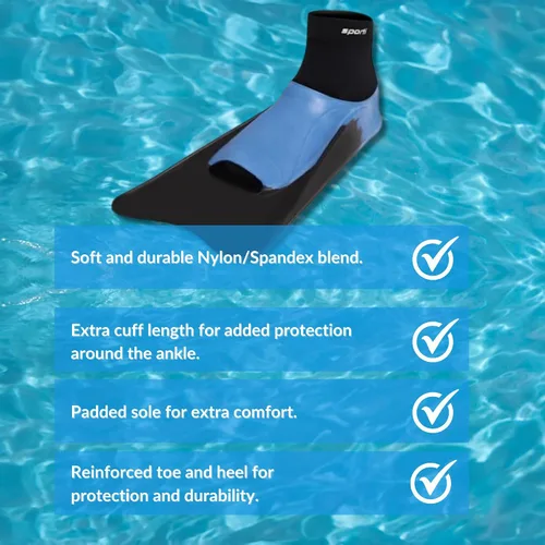 Vista 4 de Sporti Nylon Spandex Swim Fin Calcetines - Negro - Pequeño, Negro