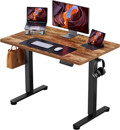 Vista 22 de ErGear - Escritorio eléctrico de pie de altura ajustable, escritorio para estar sentado o de pie de 31.5 x 18.9 pulgadas, escritorio de computadora