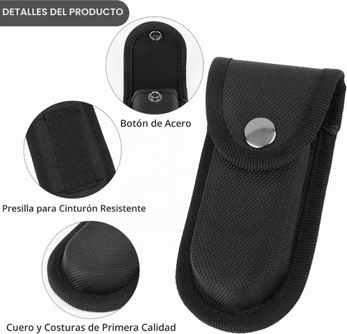 Vista 2 de 2 piezas de funda de nylon para navaja de bolsillo, funda de cuchillo plegable con cierre de presión y asa para cinturón, estuche para cuchillo