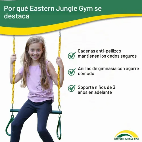 Vista 5 de Eastern Jungle Gym Combo de barra de trapecio de anillo resistente
