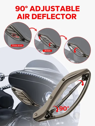 Vista 4 de Carenado superior ahumado, deflectores de aire ajustables, carenado lateral, parabrisas compatible con Harley Touring 1996-2013