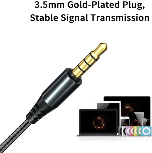 Vista 9 de Auriculares con cable de doble controlador de 0.138 in, auriculares enchufables Extra bass earbuds, wrap around over ear, hifi, microphone, hook