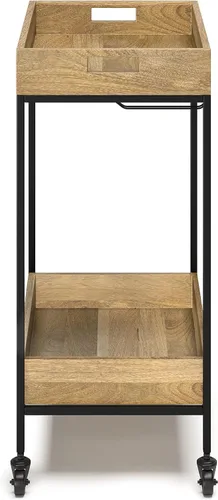 Vista 4 de SIMPLIHOME Simons - Carrito de barra de madera maciza de mango de 24 pulgadas de ancho, color natural, para sala de estar, comedor y cocina