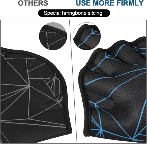 Vista 5 de TAGVO Guantes acuáticos de natación, guantes acuáticos para ayudar a la resistencia de la parte superior del cuerpo, guantes de natación con malla