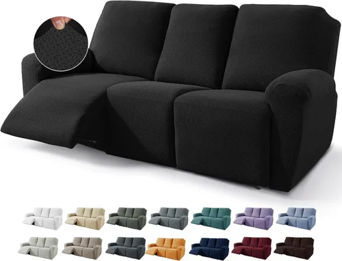 Vista 14 de JIVINER Fundas de sofá reclinable de 8 piezas, fundas elásticas de jacquard para sofá reclinable, fundas para sala de estar, protector suave de 3