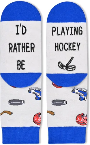 Vista 2 de HAPPYPOP Calcetines para niños y niños, regalos geniales para niños, regalos deportivos para niños en paquete de 2, Paquete de 2 Hockey