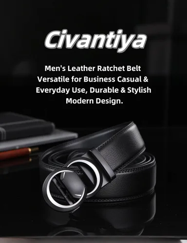 Vista 7 de Cinturón de cuero con trinquete ajustable para hombre, regalo de corte 1 38 para un ajuste perfecto