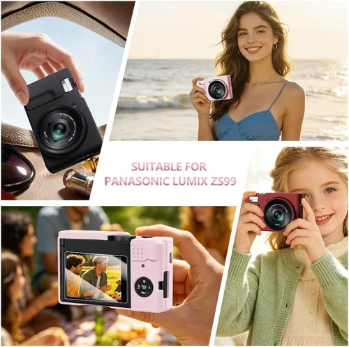Vista 7 de Funda de silicona para cámara digital Panasonic ZS99 con cubierta extraíble para lente y protector de pantalla y cordón para accesorios Panasonic