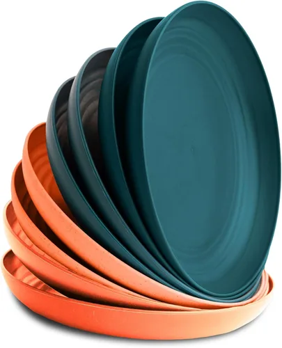 Vista 22 de Nook Theory Juego de 8 platos reutilizables de paja de trigo - Platos de cena no tóxicos y sin plástico para niños y adultos, plato ligero