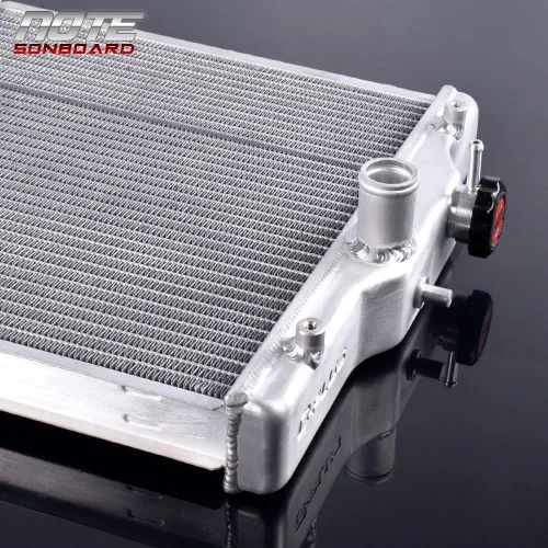 Vista 2 de PIT66 Radiador de aluminio de 2 filas de 42mm, compatible con Honda Civic B16A B18C Tipo R de 92-00 (entrada/salida de 32mm)