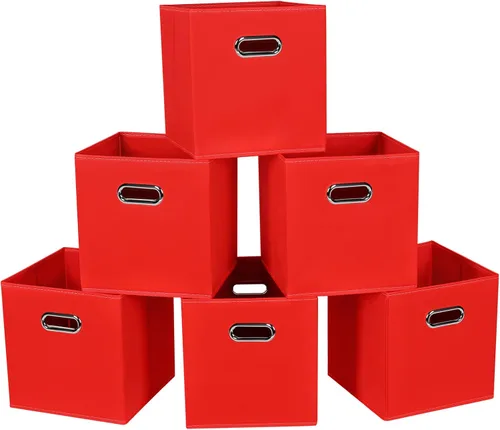 Vista 15 de STOREONE - Cubos de almacenamiento de tela con contenedores de cestas (28x28x28 cm) con asas dobles para estante, armario, organizadores de Negro