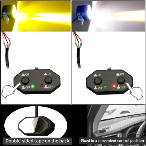 Vista 6 de Kit de arnés de cableado de doble color/haz alto y bajo con control remoto DC12V Máximo 300W 40A Luces LED Cable de núcleo de 14AWG Arnés