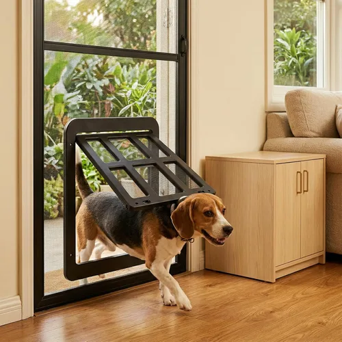 Vista 2 de Ownpets Puerta mosquitera para perros de 11 x 13, solapa magnética con Negro