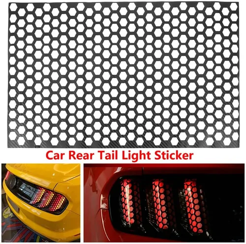 Vista 4 de MACHSWON Adhesivo de fibra de carbono/negro brillante para automóvil, 18.9 x 11.8 pulgadas, etiqueta de luz de PVC para la parte trasera del coche