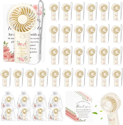 Vista 10 de Mini ventiladores de mano para quinceañera, 25 unidades, color rosa Membrillo rosa