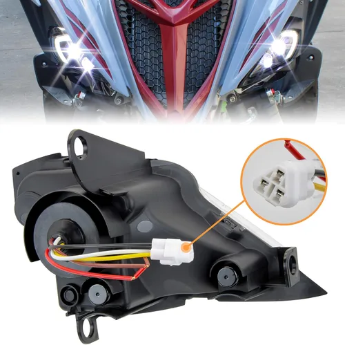 Vista 4 de SAUTVS Faros delanteros LED de haz alto y bajo, luces delanteras DRL luz de señal de giro para Yamaha YFZ 450 YFZ450R YFZ450X Wolverine 450 350