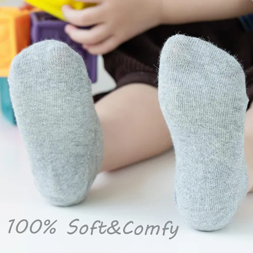 Vista 5 de Mini Angel Calcetines antideslizantes de corte bajo para bebé 6-8 pares de calcetines de tobillo con agarre de algodón atlético