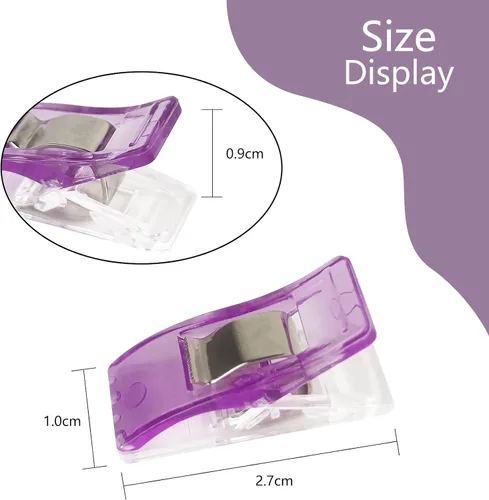 Vista 5 de Paquete de 45 clips de costura multiusos para acolchar y manualidades, suministros de costura para encuadernar. Colores surtidos y 1 cinta métrica