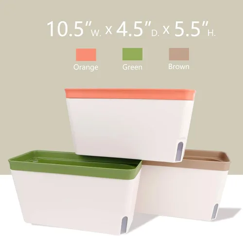 Vista 4 de OurWarm Juego de 3 macetas de hierbas para el alféizar de la ventana, macetas de riego automático de 10.5 pulgadas con ventana visual de nivel