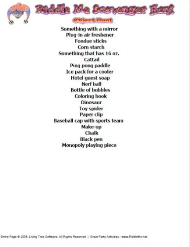 Vista 13 de Riddle Me Scavenger and Treasure Hunt Clue Software for Windows Download