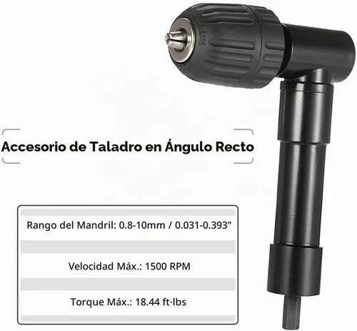 Vista 2 de Extensión de curva de ángulo recto de 0.031-0.394 in Adaptador de accesorio de taladro inalámbrico de 90 grados