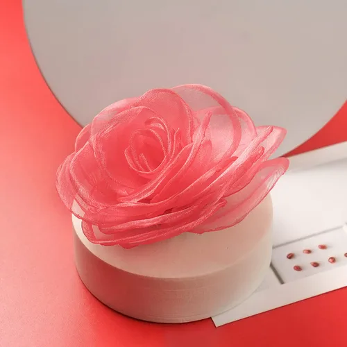 Vista 13 de adorables broches de rosas, clip para el cabello de flores de seda para mujer [joyas], sin metal, Rojo, XOTW05C4