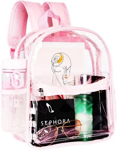 Vista 9 de ZENPUNK Mochila Transparente de PVC Mochila Transparente de Libro (BLK), Negro, Pequeño