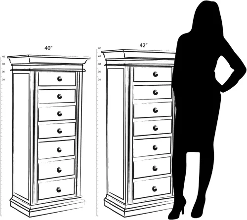 Vista 3 de Alveare Home North Jewelry Armoire - Organizador de almacenamiento con cierre con siete cajones espaciosos, color negro