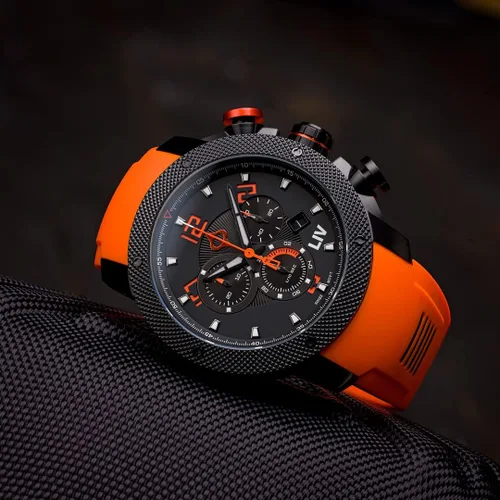 Vista 5 de LIV GX1 - Reloj clásico resistente con cronógrafo suizo de 1.77 pulgadas, 316L SS, 3D multicapa con fecha rápida, resistente a los arañazos