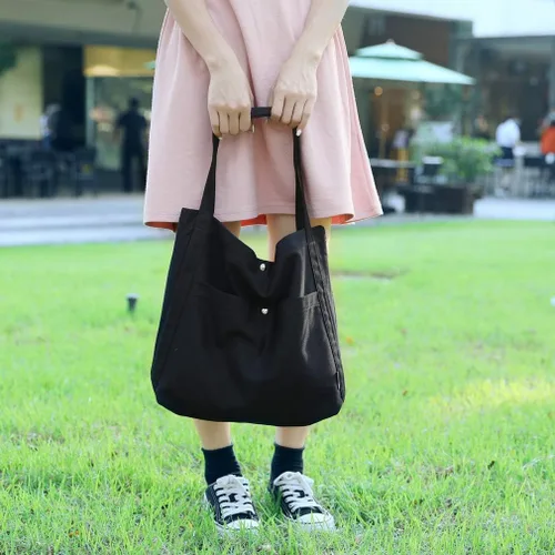 Vista 5 de Bolso de lona para mujer, ligero, para el trabajo, la escuela, con asa superior