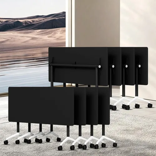Vista 21 de Mesa de conferencias con tapa abatible, mesa modular plegable para sala de conferencias con ruedas, mesa de sala de reuniones con ruedas, moderna