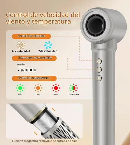 Vista 4 de 9-in-1 Hair Dryer Brush Kits, Curly Hair Dryer with Diffuser for Women Beige Gray