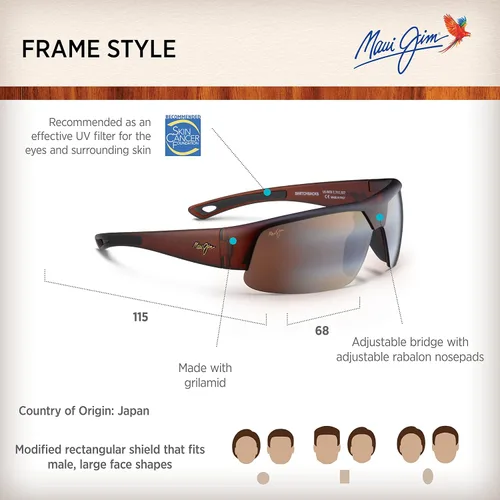 Vista 6 de Maui Jim Mens Switchbacks Polarized Shield Sunglasses