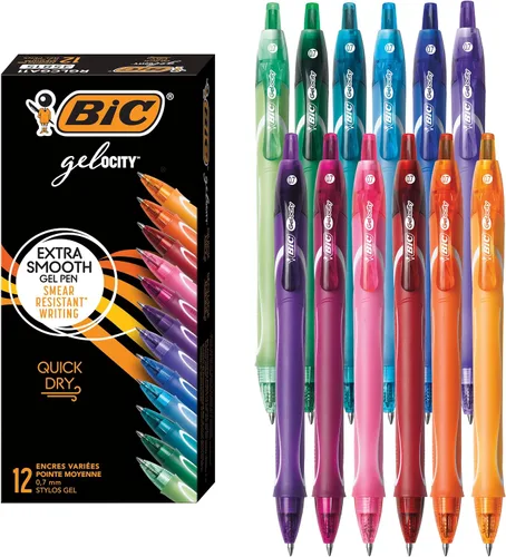 Vista 13 de BIC Gelocity - Bolígrafos de gel de secado rápido azul, punta media (0.7 mm - 1/32 pulgadas), paquete de 12 unidades, bolígrafos de gel retráctiles