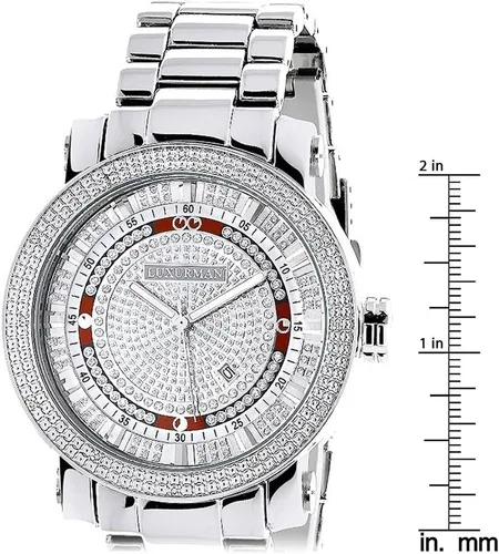 Vista 5 de LUXURMAN Reloj de diamantes para hombre 0.12ctw de diamantes, ACERO, Moderno