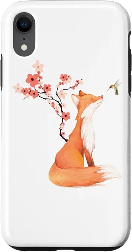 Vista 25 de The Cute Fox and Hummingbird Cherry Blossom Flower Present Case for iPhone 17