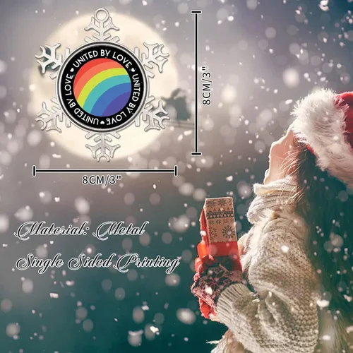 Vista 2 de Adornos de decoración de árbol LGBT Pride United by Love Adornos para árbol de Navidad gay, igualdad de género, orgullo arcoíris LGBTQ, Mes