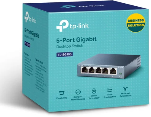 Vista 7 de TP-Link TL-SG105, conmutador Ethernet Gigabit no administrado de 5 puertos, concentrador de red, divisor Ethernet, Plug & Play, diseño de metal sin