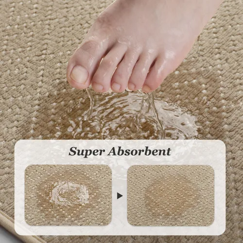 Vista 4 de AMOAMI Tapete de baño fino, súper absorbente, antideslizante, parte trasera de goma, tapetes de baño para baño, secado rápido, superficie