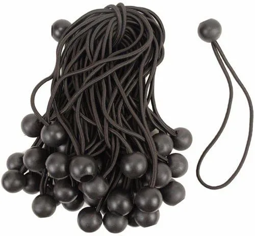 Vista 3 de Wideskall® Cuerda elástica de bola resistente de 6 pulgadas, correa de amarre para toldo, color negro (paquete de 6)