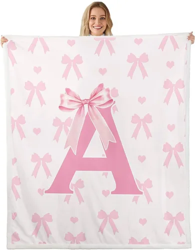 Vista 26 de Manta de franela rosa con lazo, estilo princesa, manta de forro polar de ensueño para decoración del hogar, sofá, sofá, manta romántica de forro