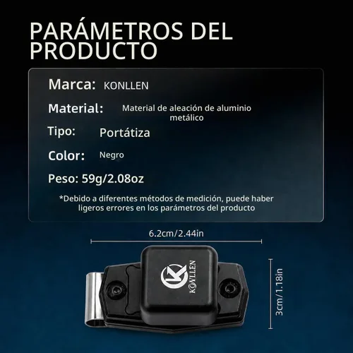 Vista 7 de KONLLEN Soporte magnético de tiza de piscina Clip de cinturón de aleación de aluminio Negro