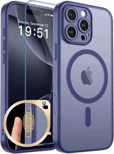 Vista 423 de zapica Funda magnética para iPhone Air, con protector de pantalla de vidrio templado, compatible con MagSafe, translúcida mate, a prueba de golpes