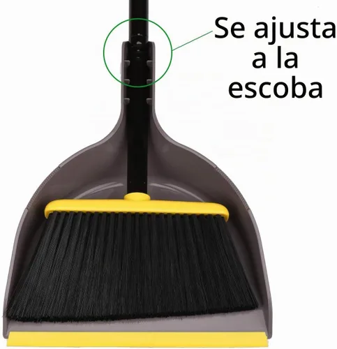 Vista 2 de Juego de escoba y recogedor, escoba interior con bandeja para el polvo para el hogar, escoba de cocina angular para barrer el piso