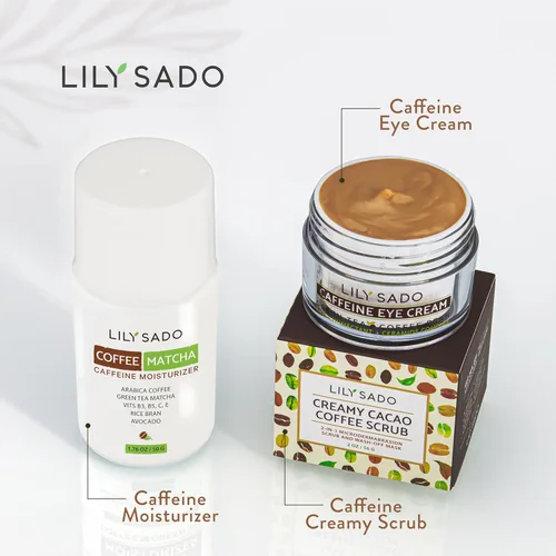 Vista 9 de LILY SADO TEA+C Coffee & Matcha Caffeine Eye Cream - Loción hidratante natural vegana antienvejecimiento con granos de café arábica + té verde