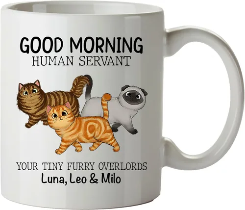 Vista 7 de Regalos de gatos para los amantes de los gatos, taza de gato personalizada, taza de gato de Feliz Navidad, ideas de regalos para dueños de gatos