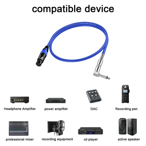 Vista 4 de (2 unidades/1.5 pies) XLR hembra a 1/4 TS ángulo recto, cable de micrófono hembra de 1/4 TS a XLR hembra, para mezclador de micrófono, instrumentos