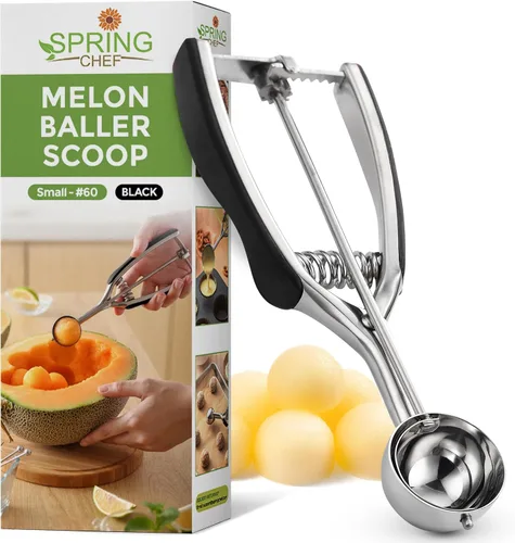 Vista 15 de Spring Chef Cuchara Extra Pequeña para Galletas, Boleador de Melón de Acero Inoxidable, Cuchara para Hornear, Gatillo con Resorte para Masa