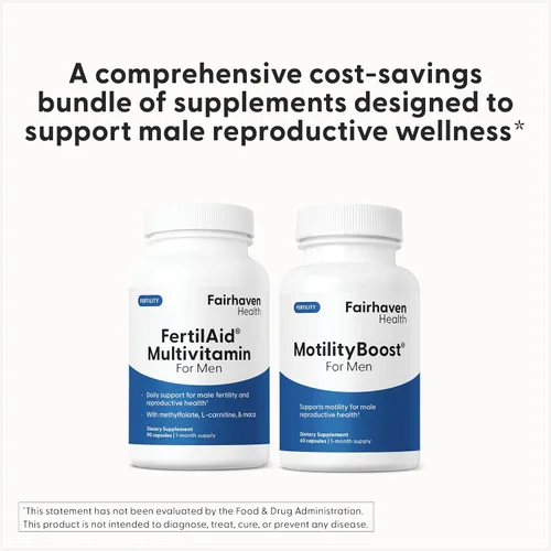 Vista 5 de FertilAid para hombres y MotilityBoost Combo, vitaminas prenatales y suplemento de fertilidad masculina para apoyar el recuento y la motilidad